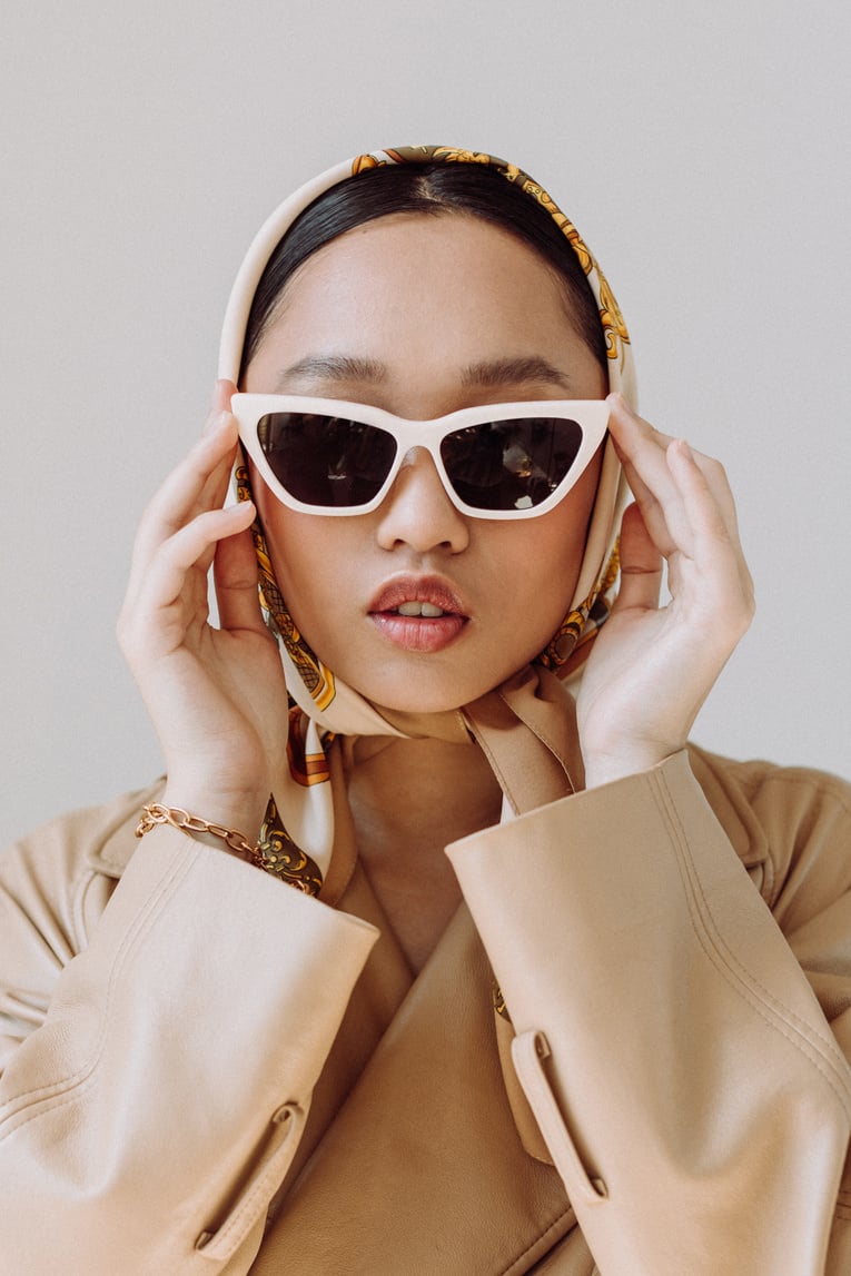 Stylish Woman in Scarf and Sunglasses